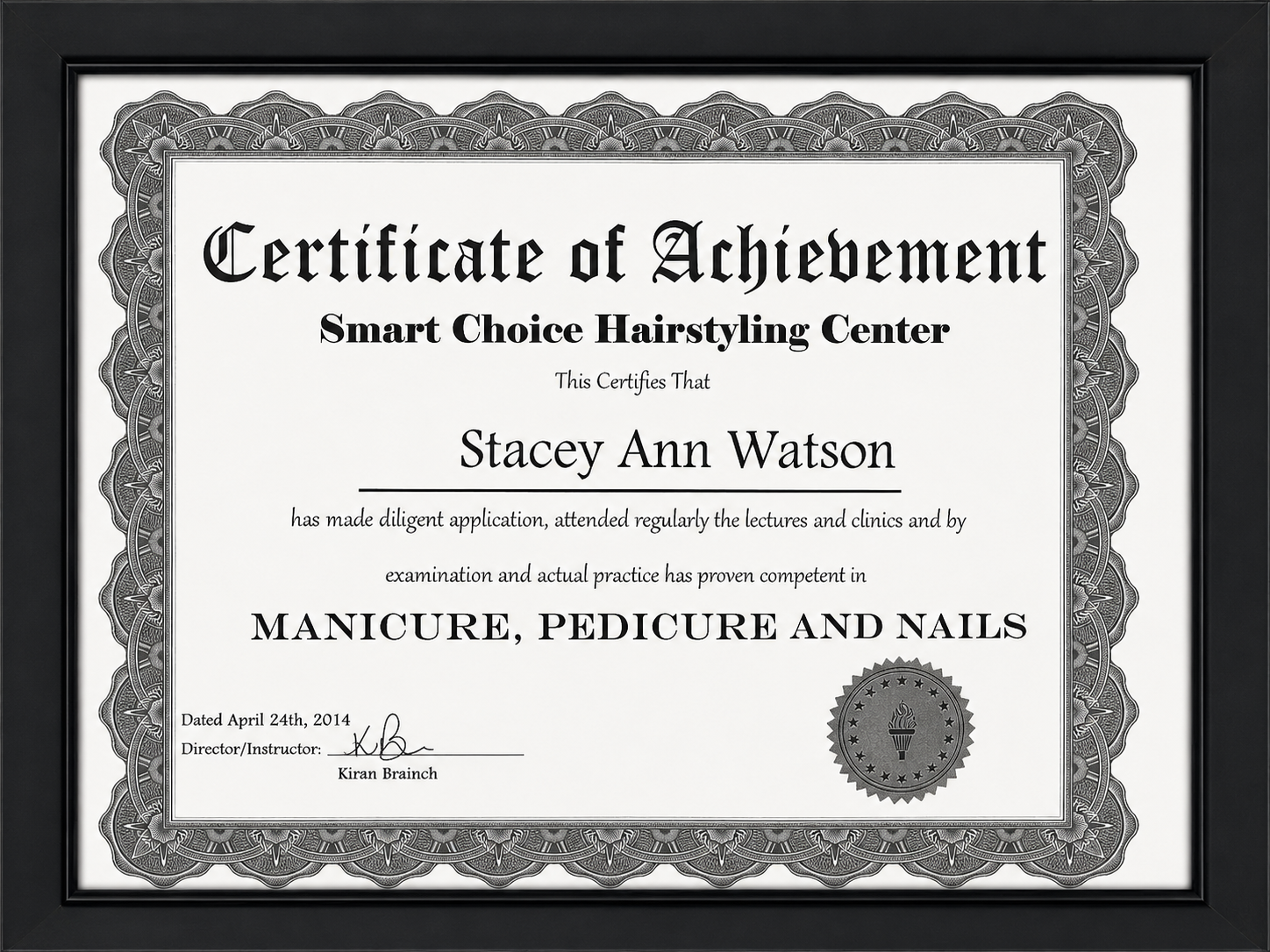 Certificate of training