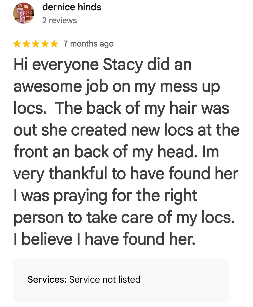 Google review screenshot
